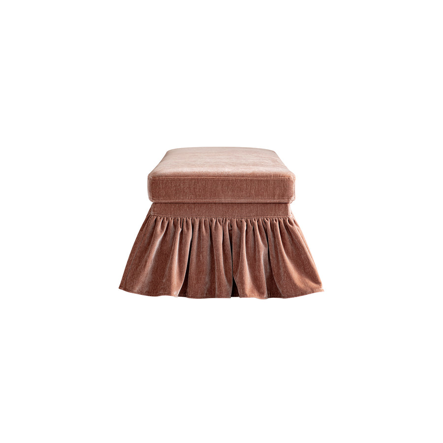Celeste Ruffled Skirt Upholstered Storage Bench, Antique Rose Chenille