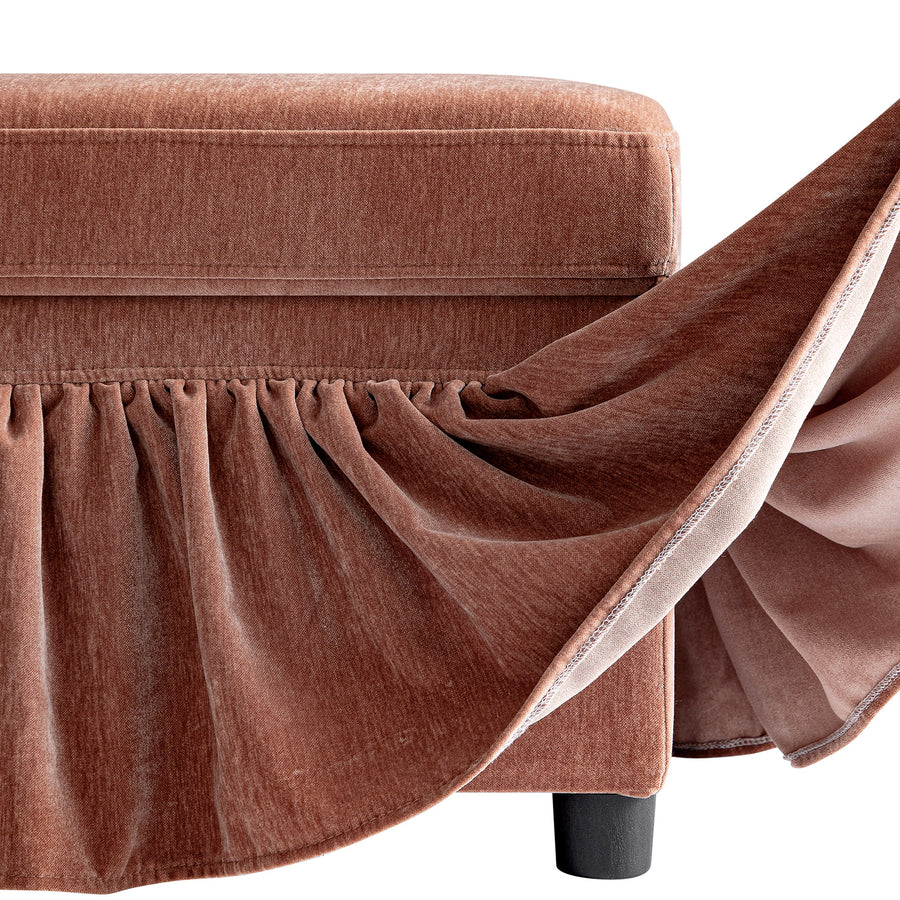 Celeste Ruffled Skirt Upholstered Storage Bench, Antique Rose Chenille