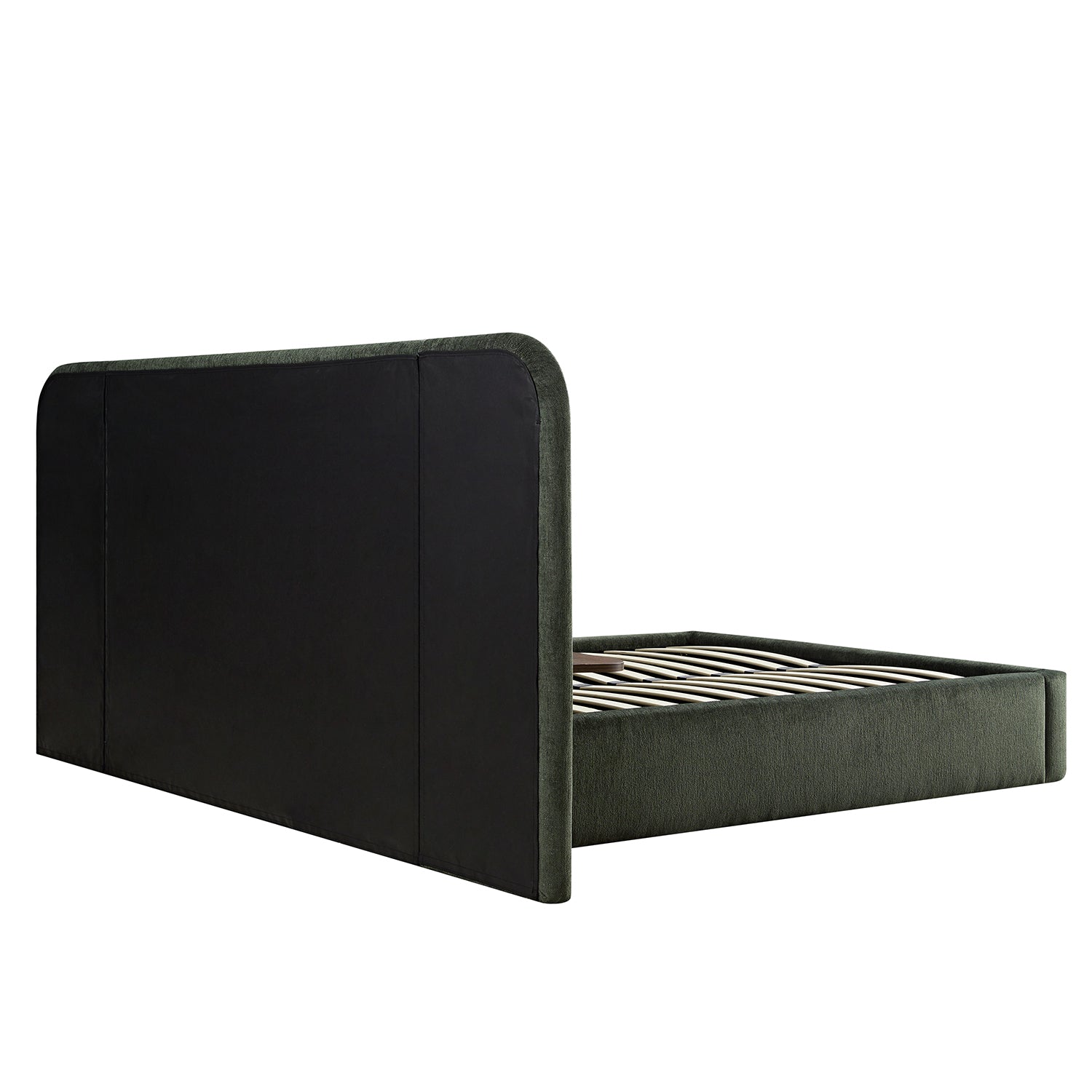 Della Extended Headboard Storage Bed, Moss Green Chenille