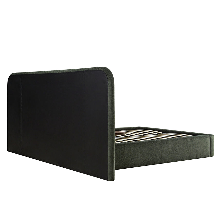 Della Extended Headboard Storage Bed, Moss Green Chenille