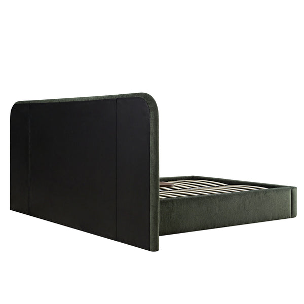 Della Extended Headboard Storage Bed, Moss Green Chenille - daals
