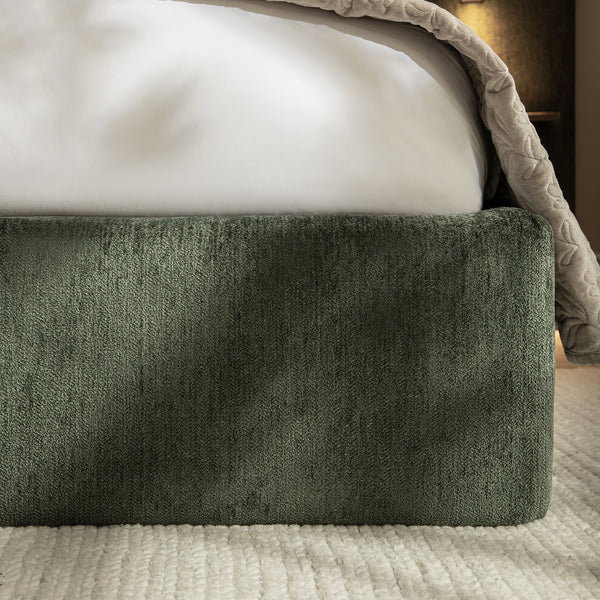 Della Extended Headboard Storage Bed, Moss Green Chenille - daals