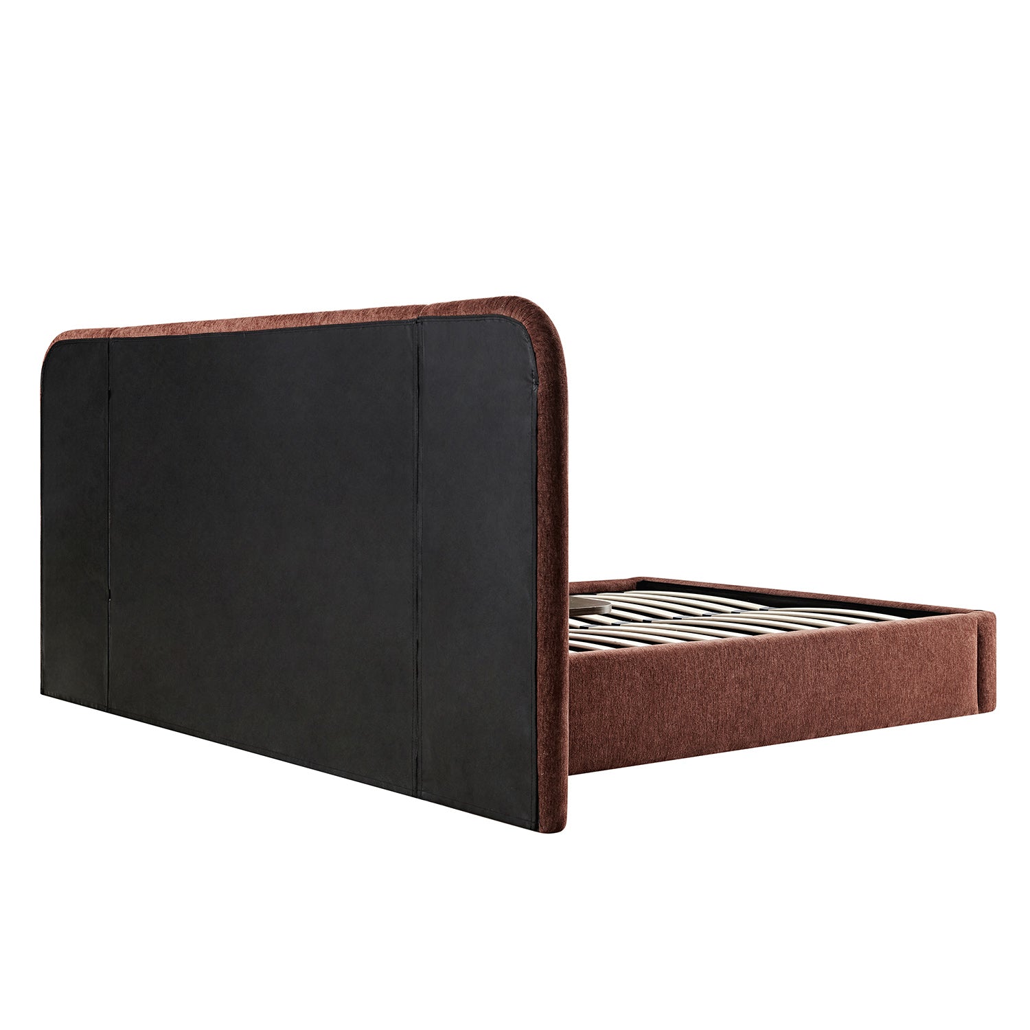 Della Extended Headboard Storage Bed, Burnt Brick Chenille