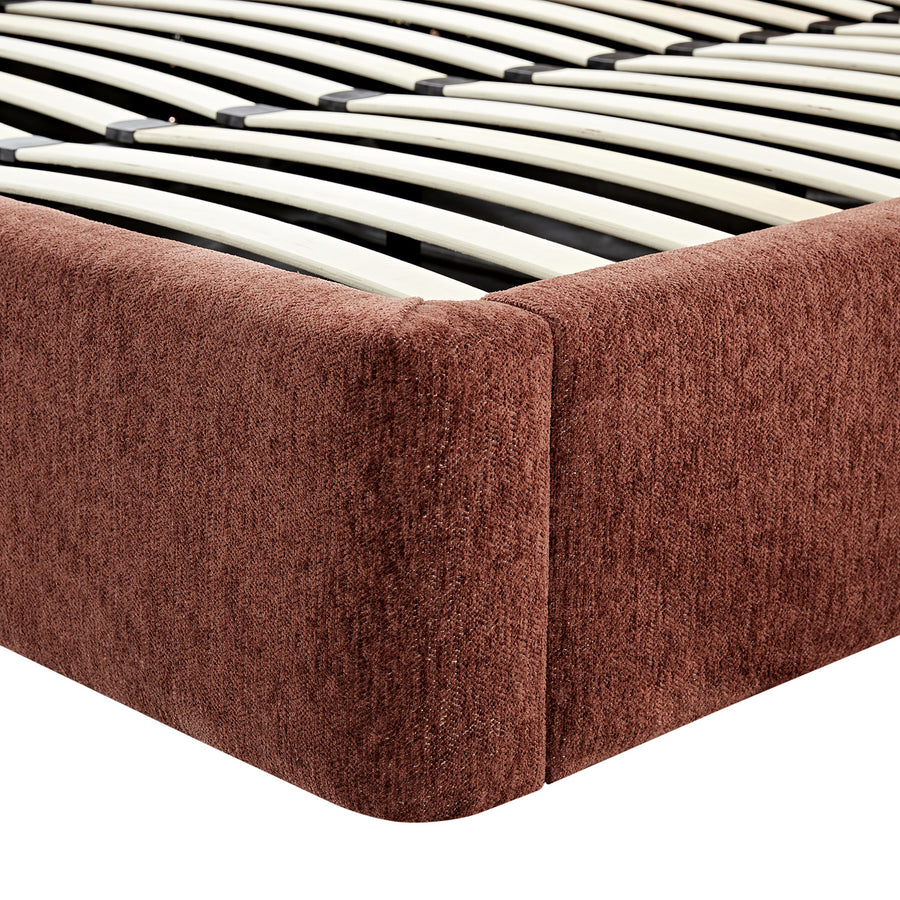 Della Extended Headboard Storage Bed, Burnt Brick Chenille