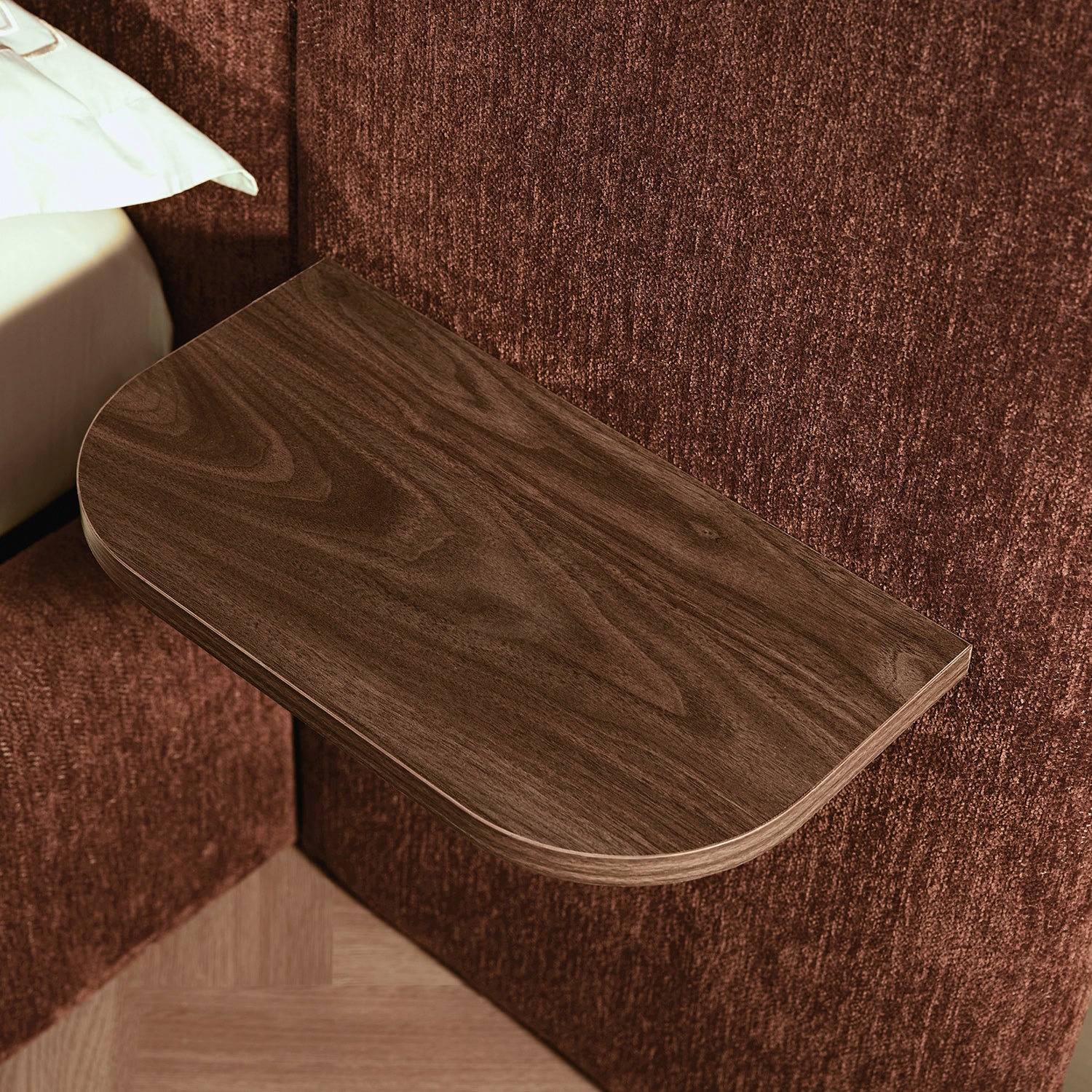 Della Extended Headboard Storage Bed, Burnt Brick Chenille