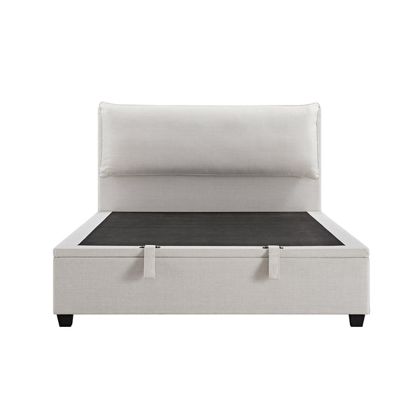 Kricia Upholstered Storage Bed with Pillow Headboard, Oatmeal Chevron - daals