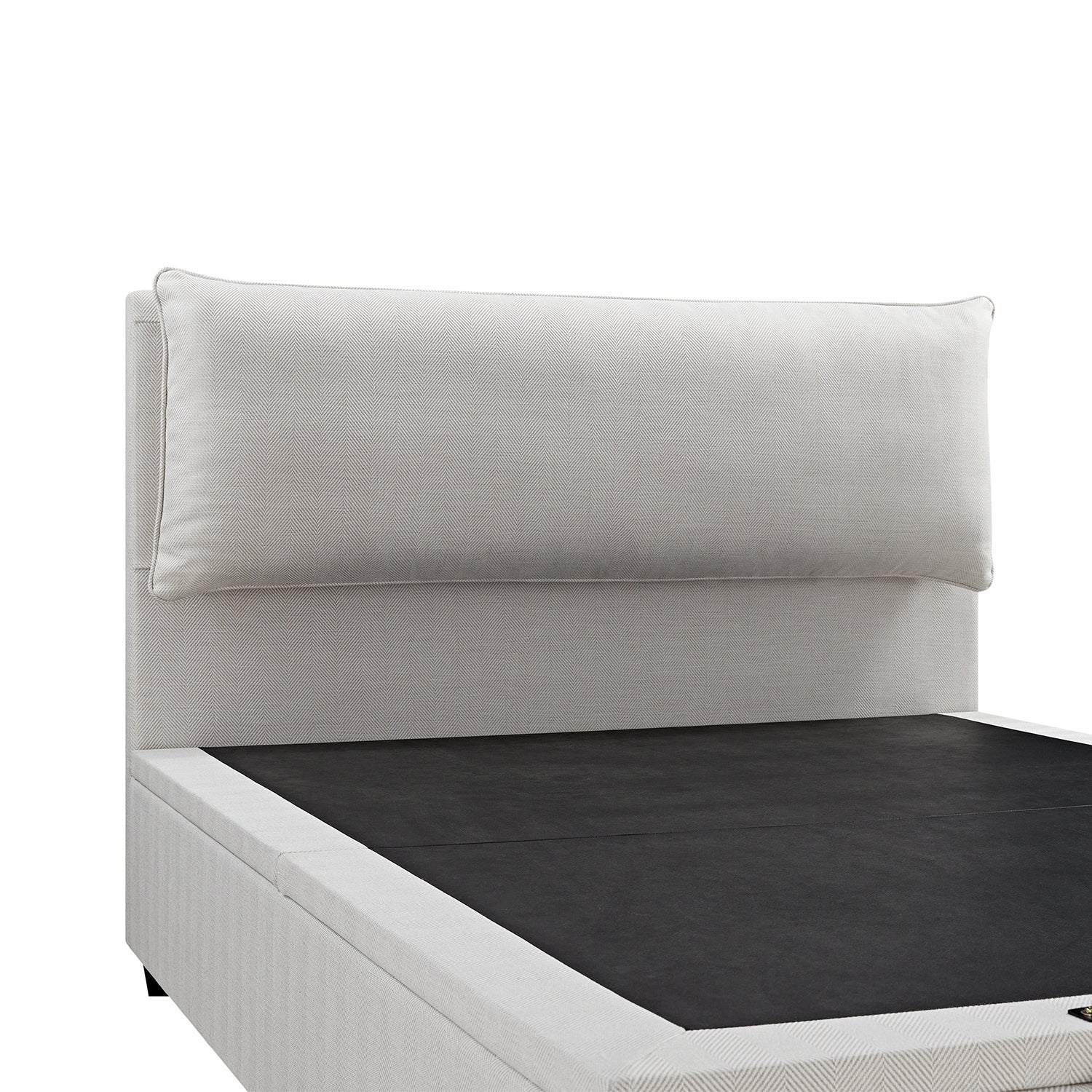 Kricia Upholstered Storage Bed with Pillow Headboard, Oatmeal Chevron