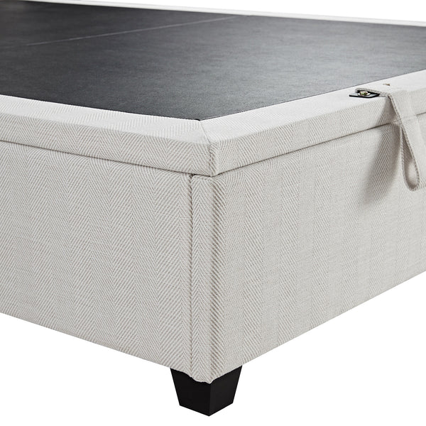 Kricia Upholstered Storage Bed with Pillow Headboard, Oatmeal Chevron - daals
