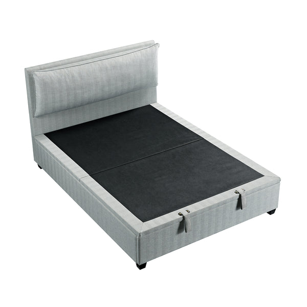 Kricia Upholstered Storage Bed with Pillow Headboard, Slate Blue Chevron - daals