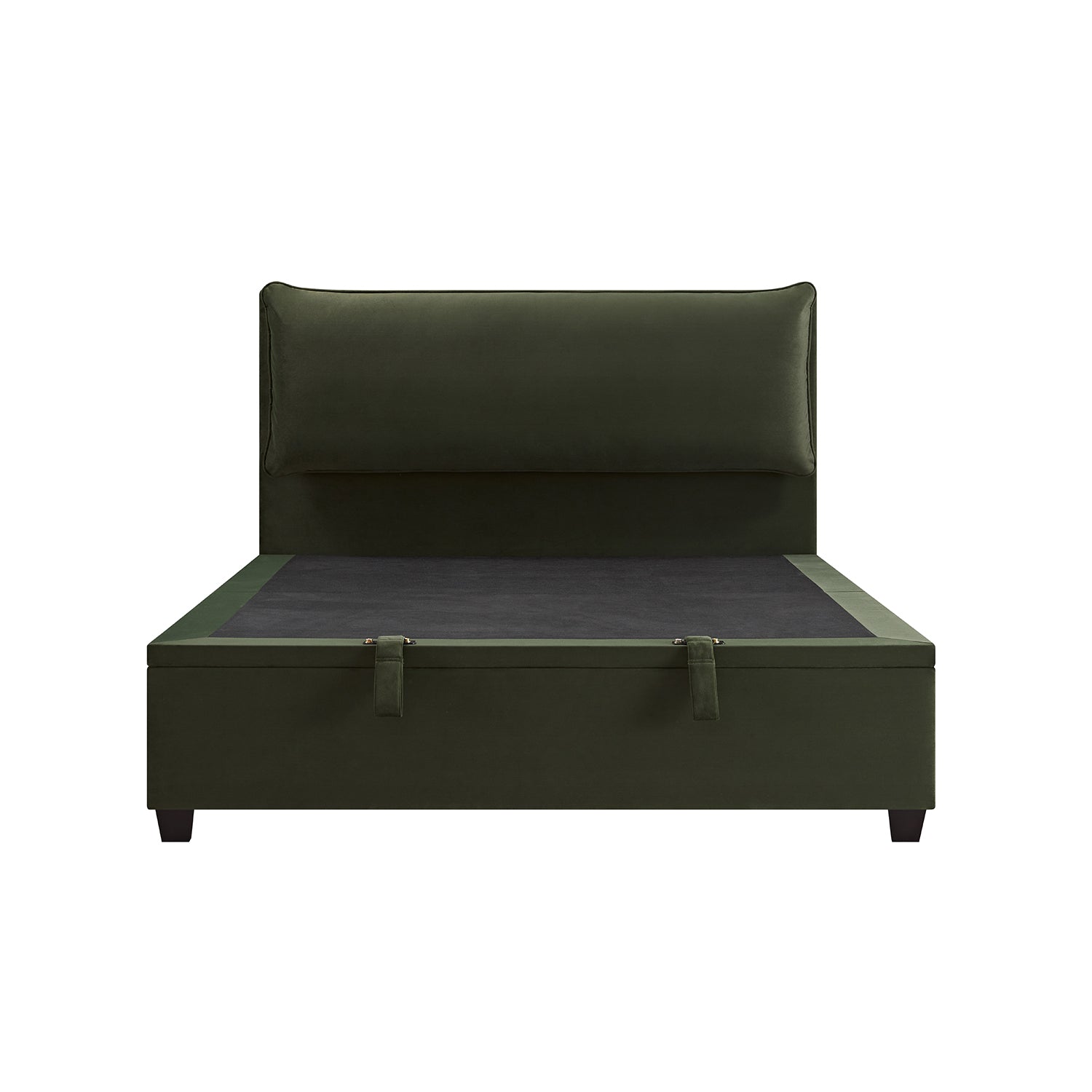 Kricia Upholstered Storage Bed with Pillow Headboard, Moss Green Velvet