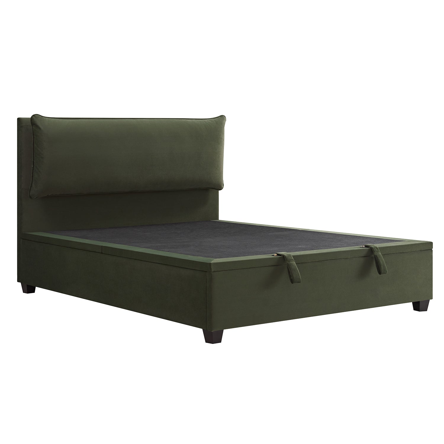 Kricia Upholstered Storage Bed with Pillow Headboard, Moss Green Velvet