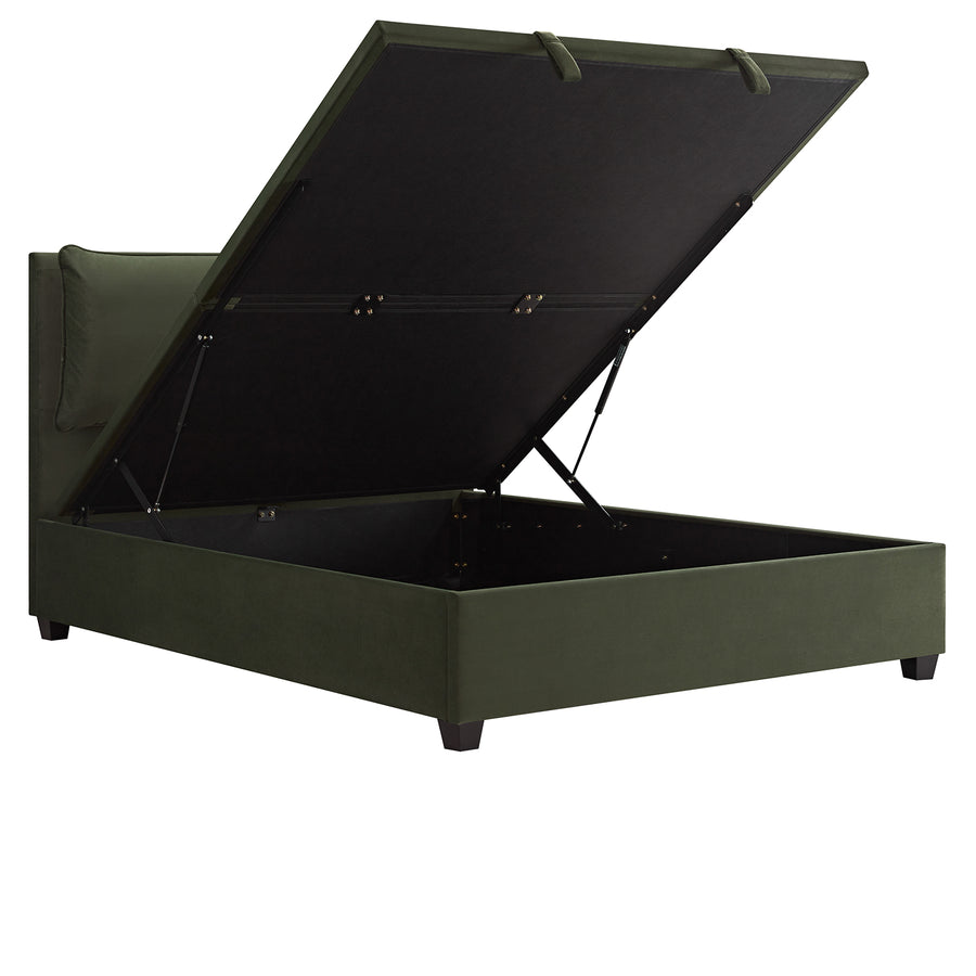 Kricia Upholstered Storage Bed with Pillow Headboard, Moss Green Velvet