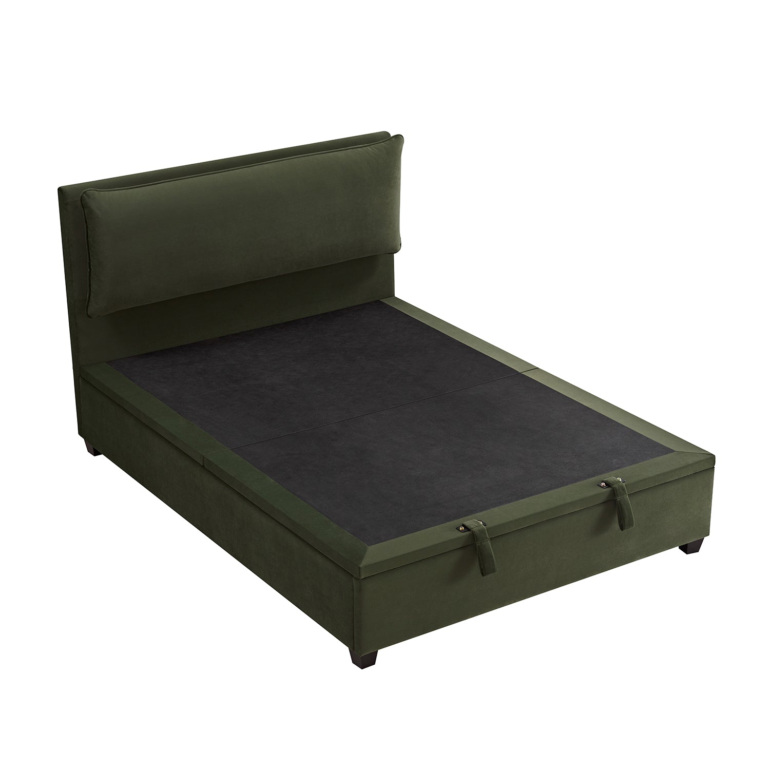 Kricia Upholstered Storage Bed with Pillow Headboard, Moss Green Velvet