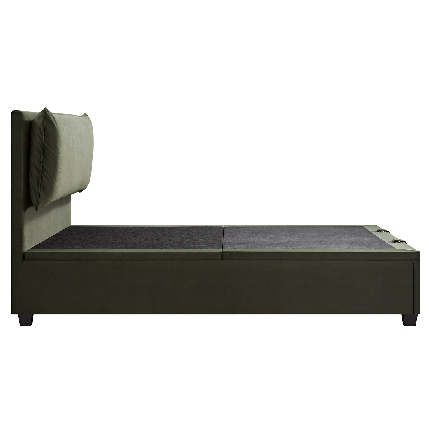 Kricia Upholstered Storage Bed with Pillow Headboard, Moss Green Velvet