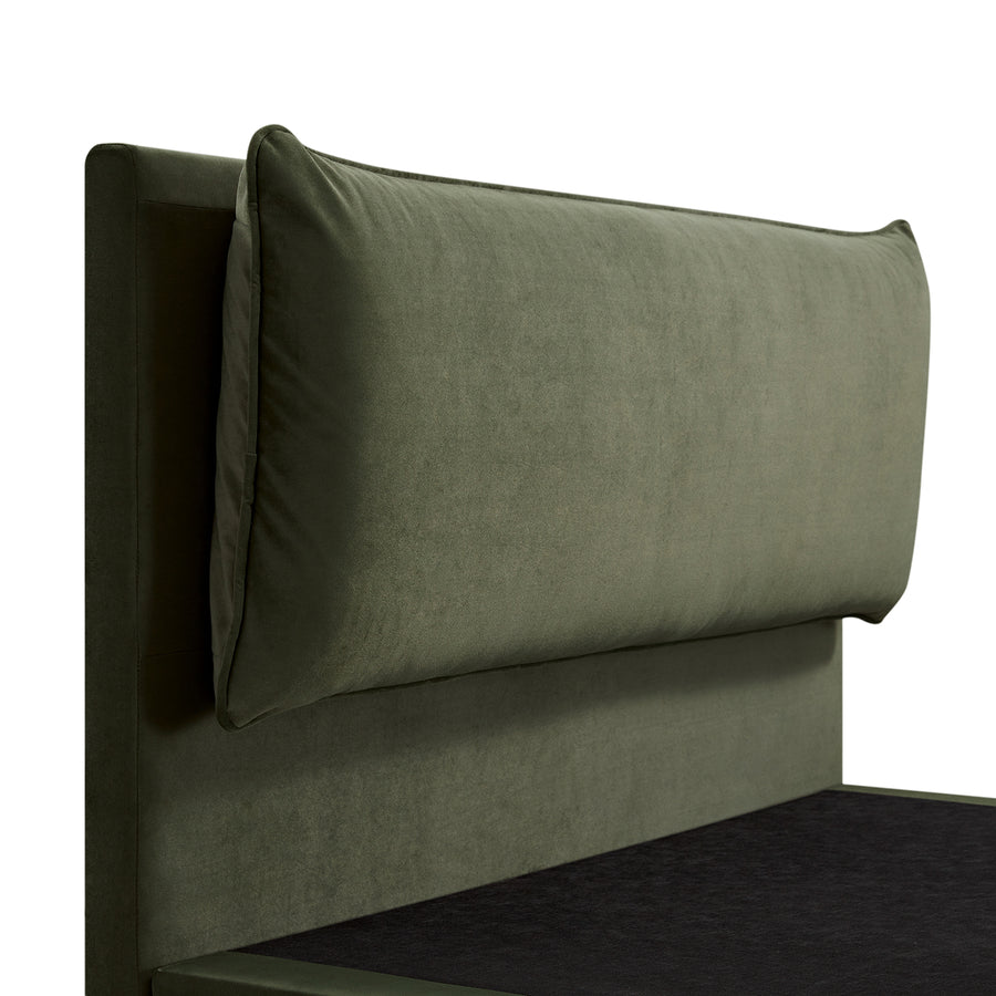 Kricia Upholstered Storage Bed with Pillow Headboard, Moss Green Velvet