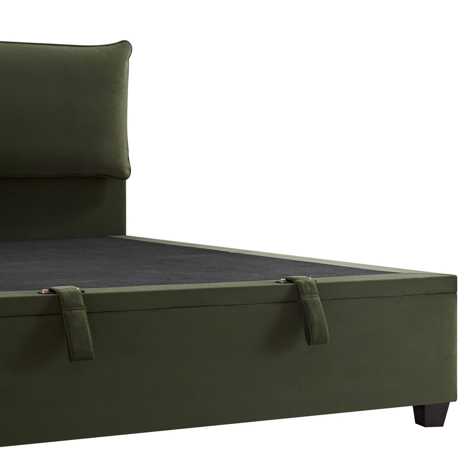 Kricia Upholstered Storage Bed with Pillow Headboard, Moss Green Velvet