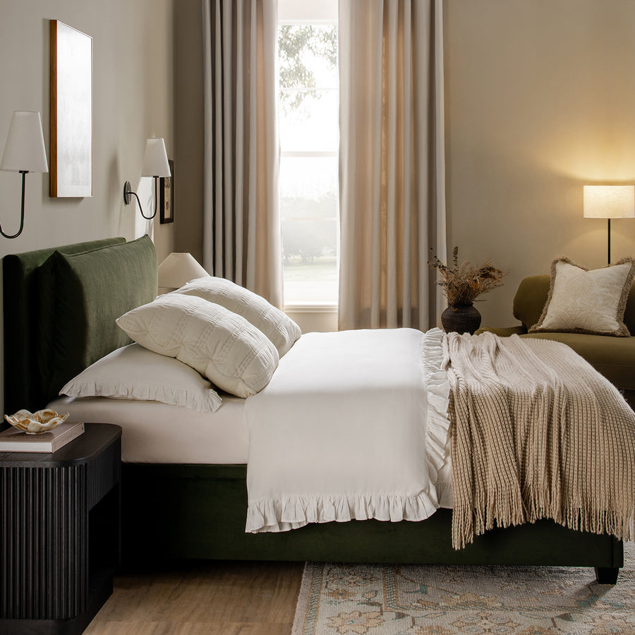 Kricia Upholstered Storage Bed with Pillow Headboard, Moss Green Velvet