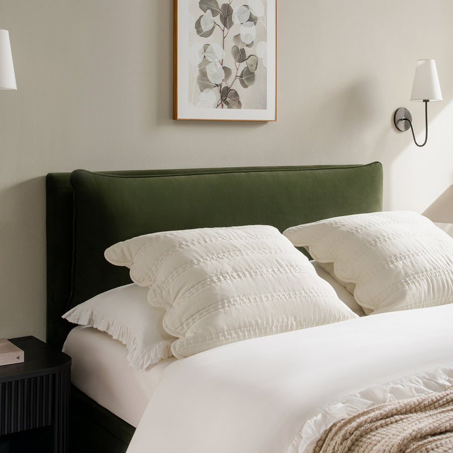 Kricia Upholstered Storage Bed with Pillow Headboard, Moss Green Velvet