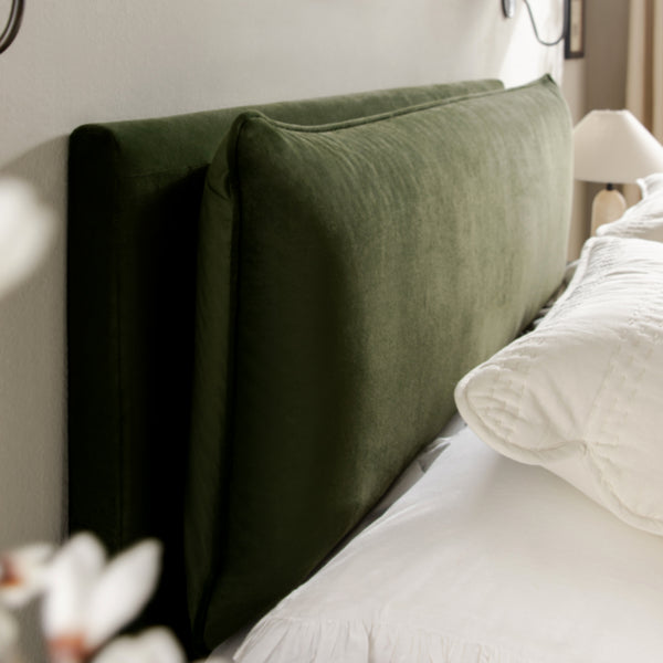 Kricia Upholstered Storage Bed with Pillow Headboard, Moss Green Velvet - daals