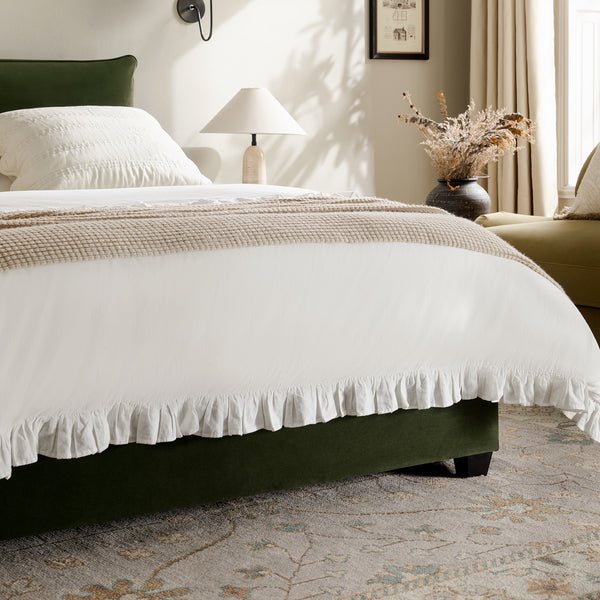 Kricia Upholstered Storage Bed with Pillow Headboard, Moss Green Velvet - daals