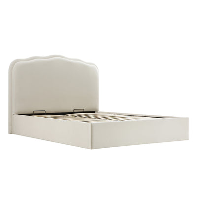 Rosamund Ottoman Storage Bed, Beige Mohair