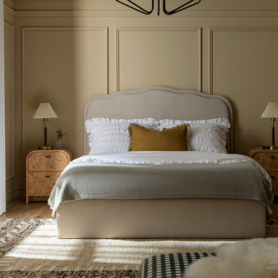 Rosamund Ottoman Storage Bed, Oatmeal Mohair
