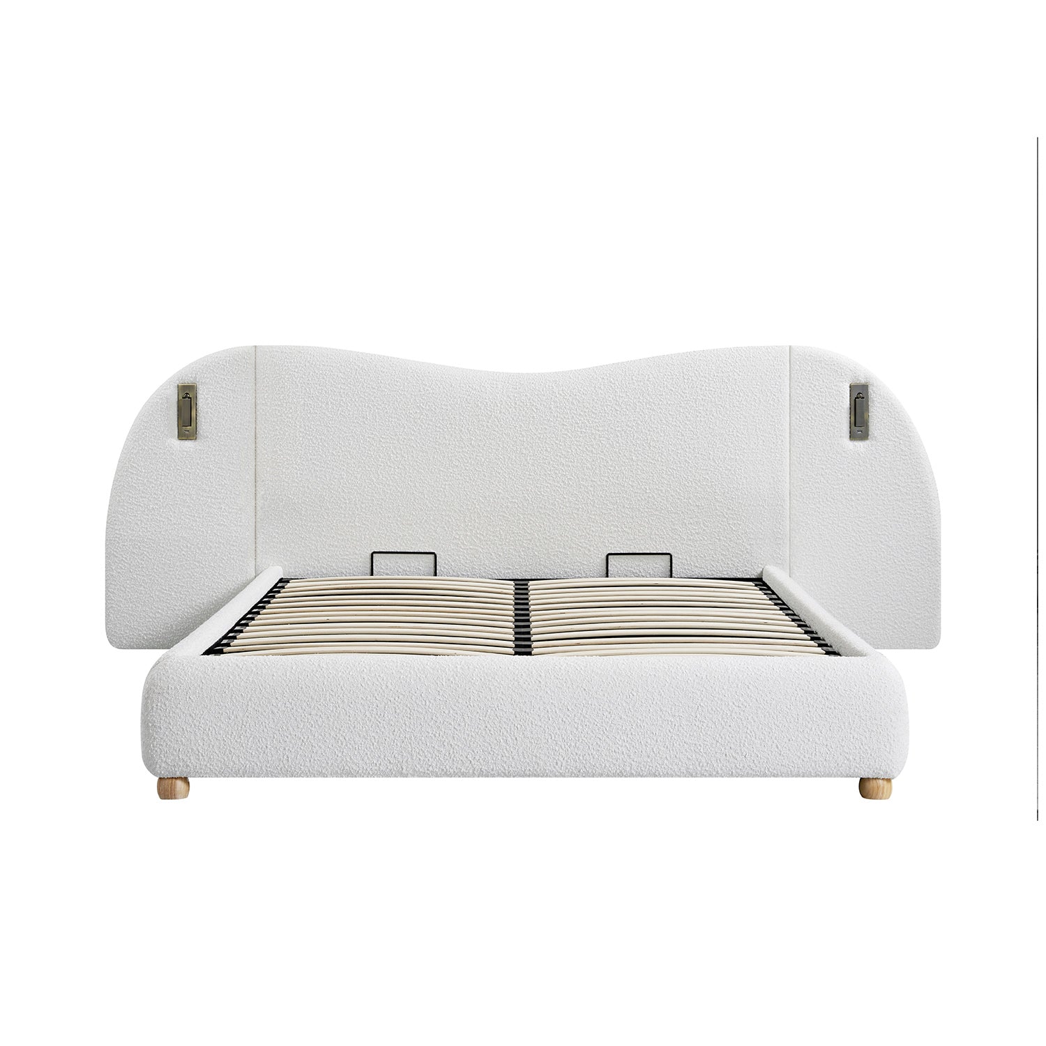 Egerie Extended Headboard Ottoman Storage Bed, Beige Boucle