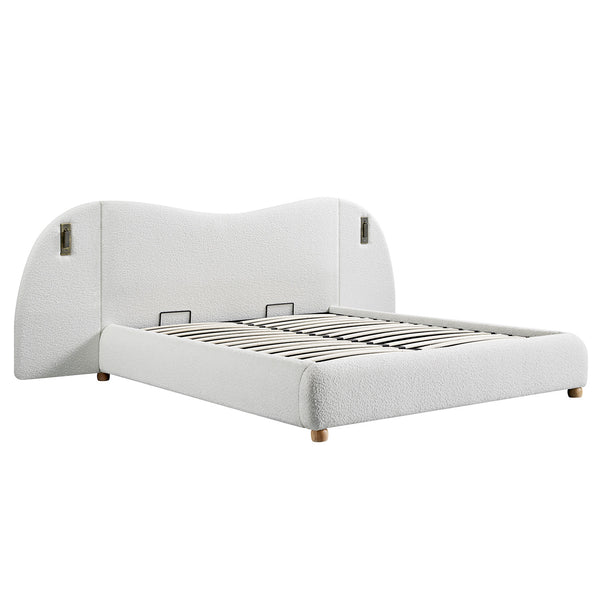 Egerie Extended Headboard Ottoman Storage Bed, Beige Boucle - daals