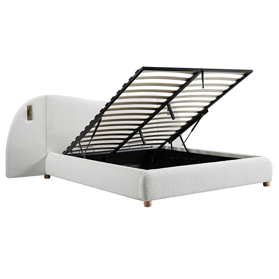 Egerie Extended Headboard Ottoman Storage Bed, Beige Boucle