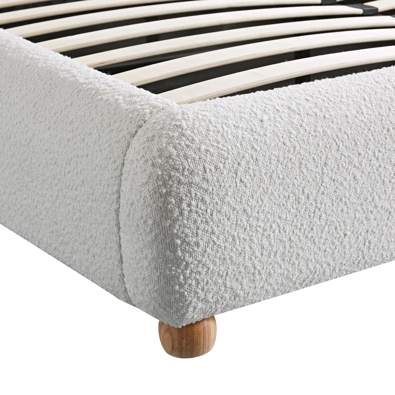Egerie Extended Headboard Ottoman Storage Bed, Beige Boucle
