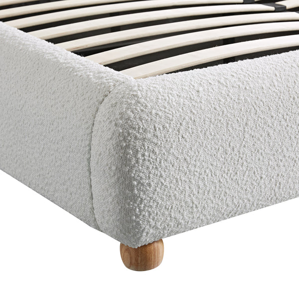 Egerie Extended Headboard Ottoman Storage Bed, Beige Boucle - daals
