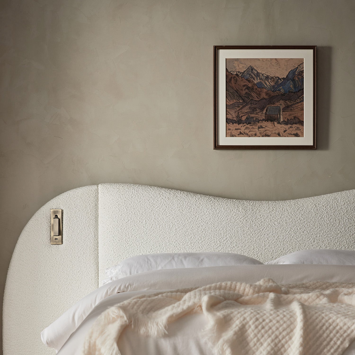 Egerie Extended Headboard Ottoman Storage Bed, Beige Boucle