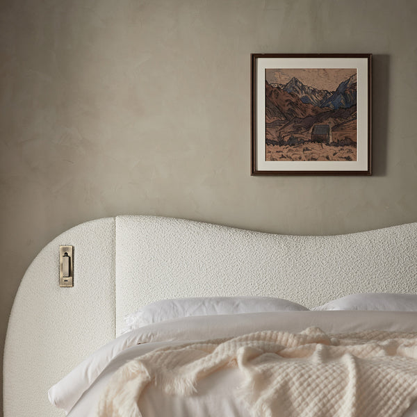 Egerie Extended Headboard Ottoman Storage Bed, Beige Boucle - daals