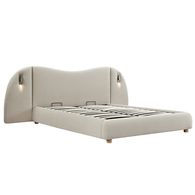 Egerie Extended Headboard Ottoman Storage Bed, Champagne Velvet