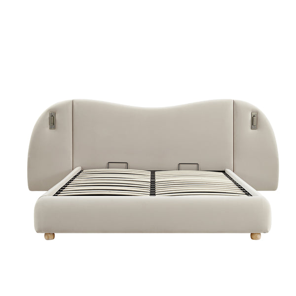 Egerie Extended Headboard Ottoman Storage Bed, Champagne Velvet - daals