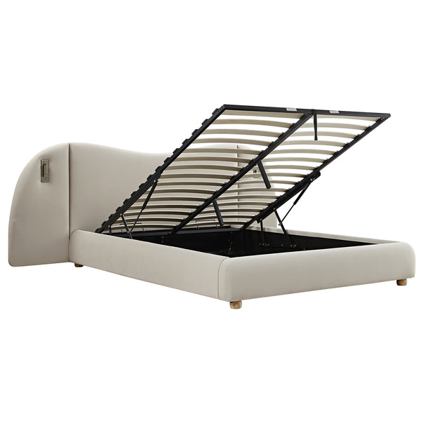 Egerie Extended Headboard Ottoman Storage Bed, Champagne Velvet - daals