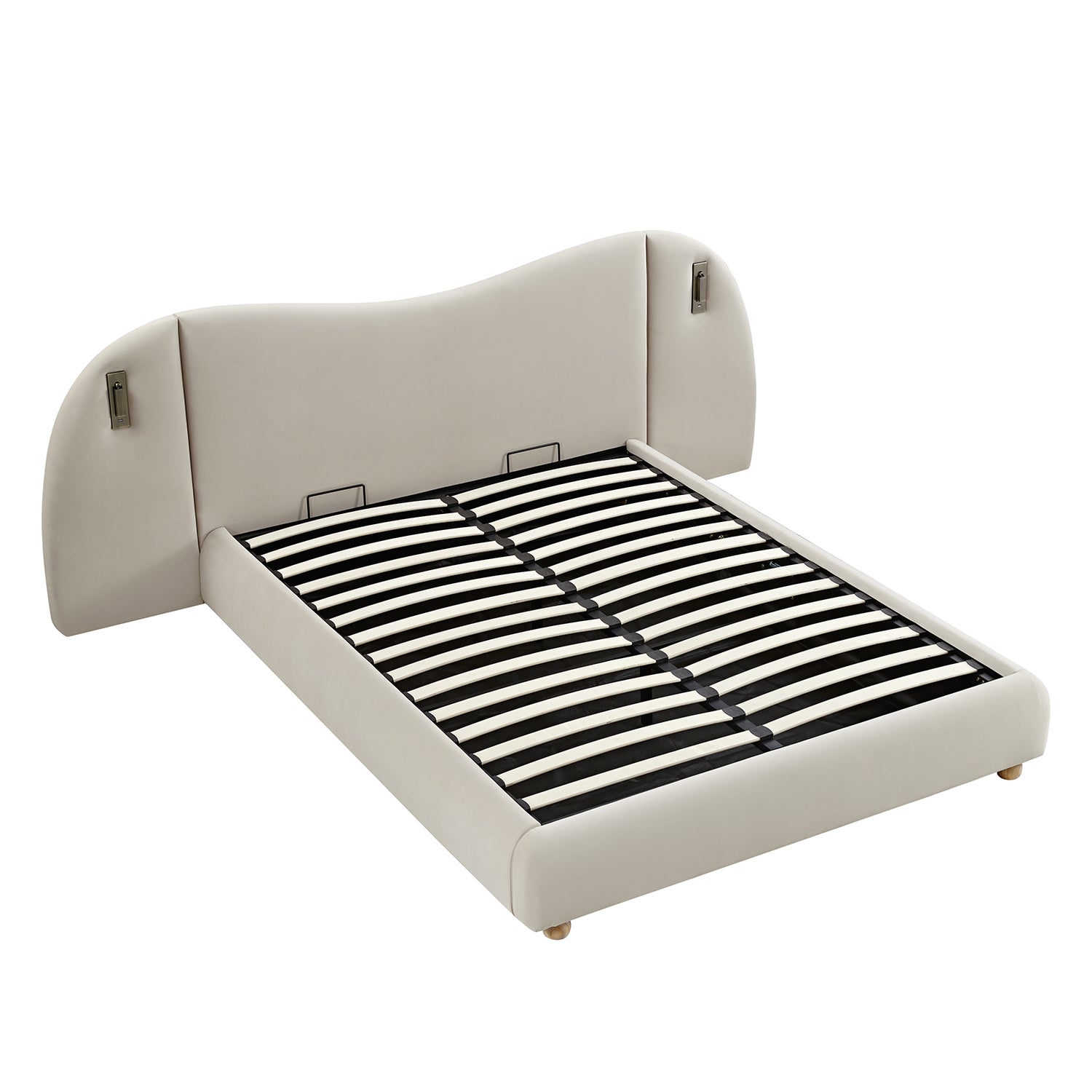 Egerie Extended Headboard Ottoman Storage Bed, Champagne Velvet