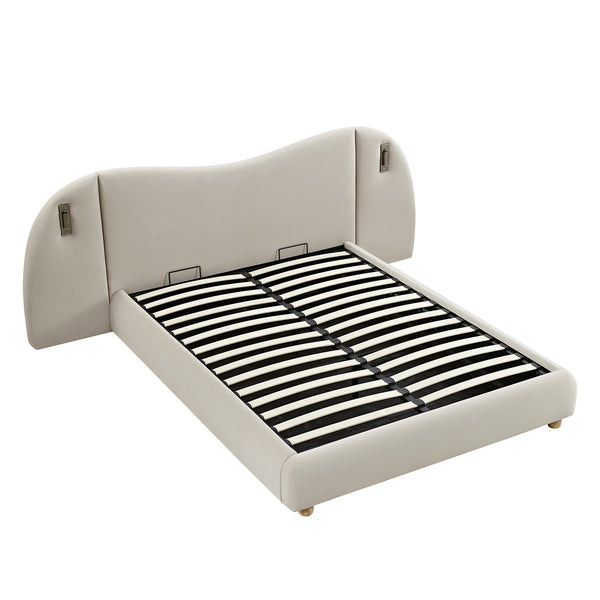 Egerie Extended Headboard Ottoman Storage Bed, Champagne Velvet - daals