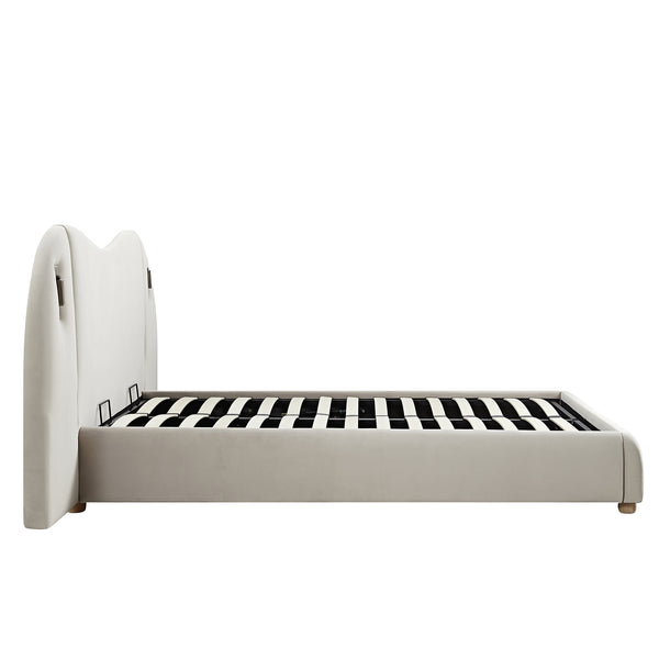 Egerie Extended Headboard Ottoman Storage Bed, Champagne Velvet - daals
