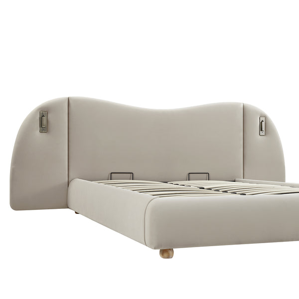 Egerie Extended Headboard Ottoman Storage Bed, Champagne Velvet - daals