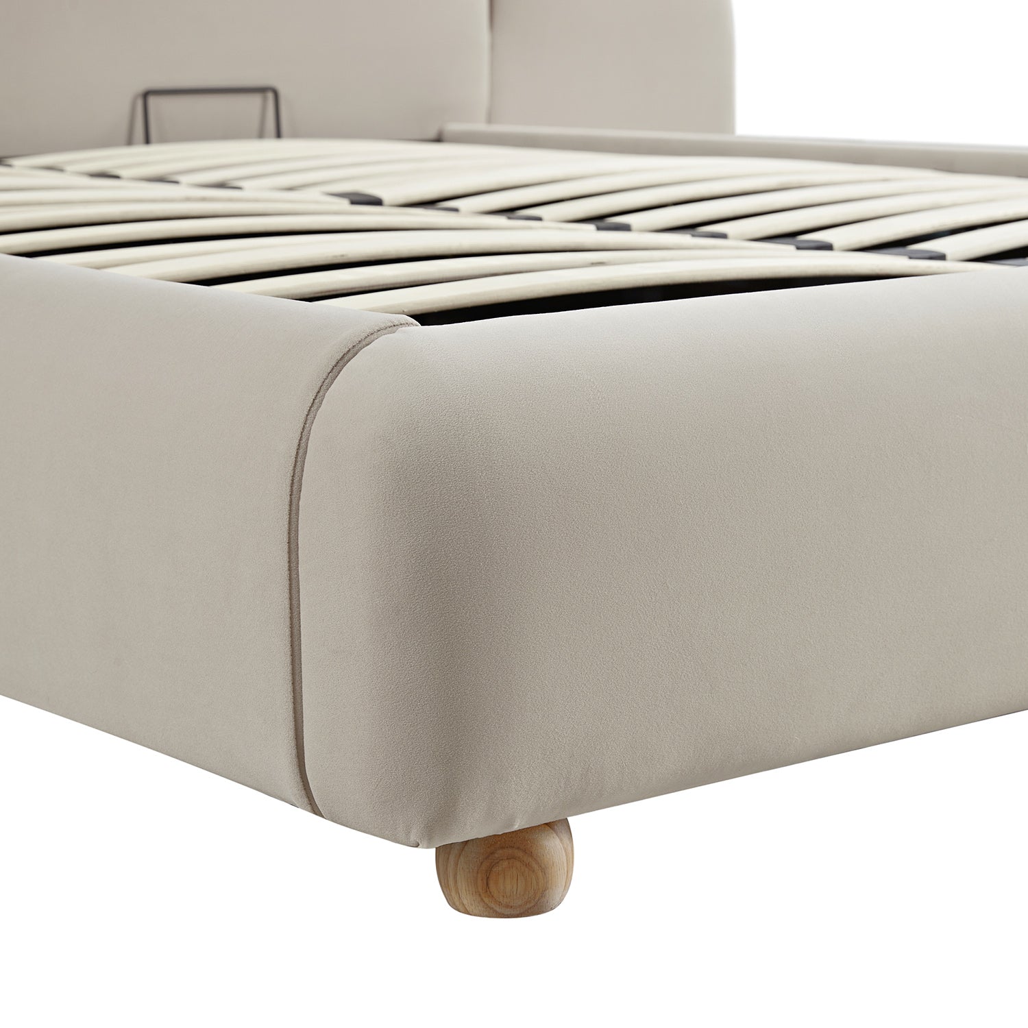 Egerie Extended Headboard Ottoman Storage Bed, Champagne Velvet
