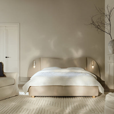 Egerie Extended Headboard Ottoman Storage Bed, Champagne Velvet