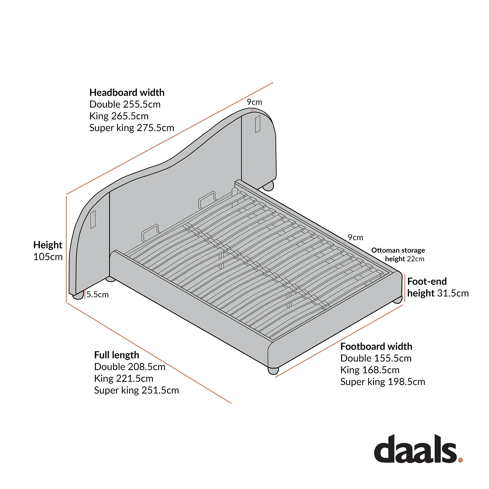 Egerie Extended Headboard Ottoman Storage Bed, Beige Boucle