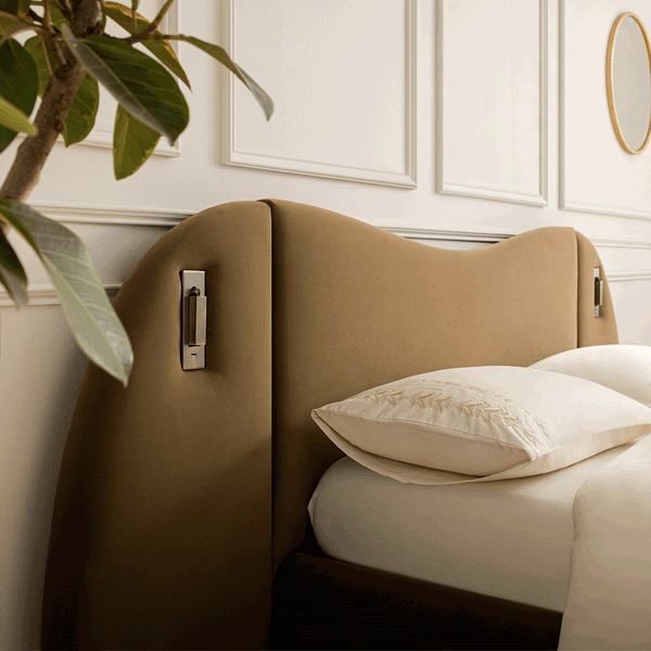 Egerie Extended Headboard Ottoman Storage Bed, Hazel Velvet - daals