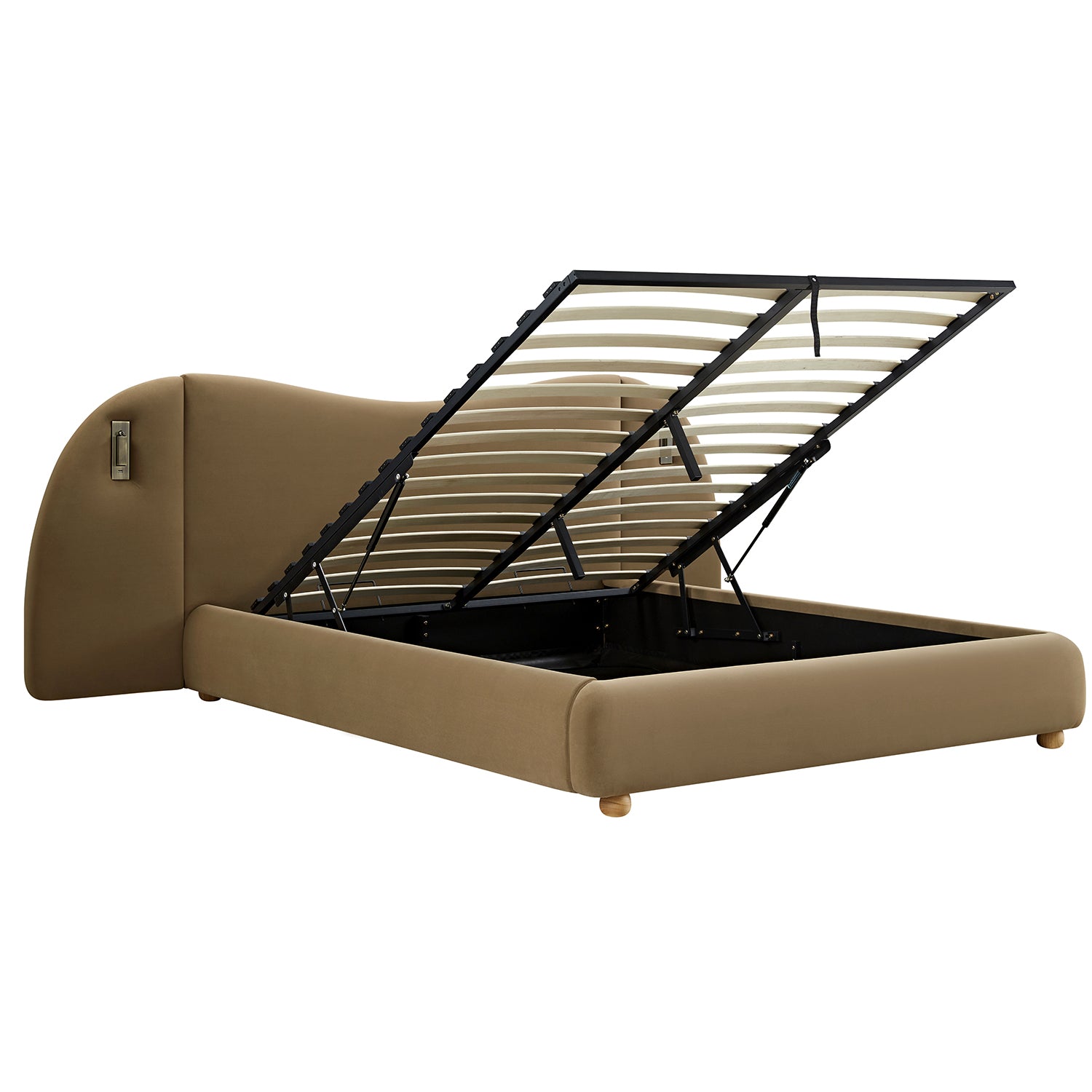 Egerie Extended Headboard Ottoman Storage Bed, Hazel Velvet