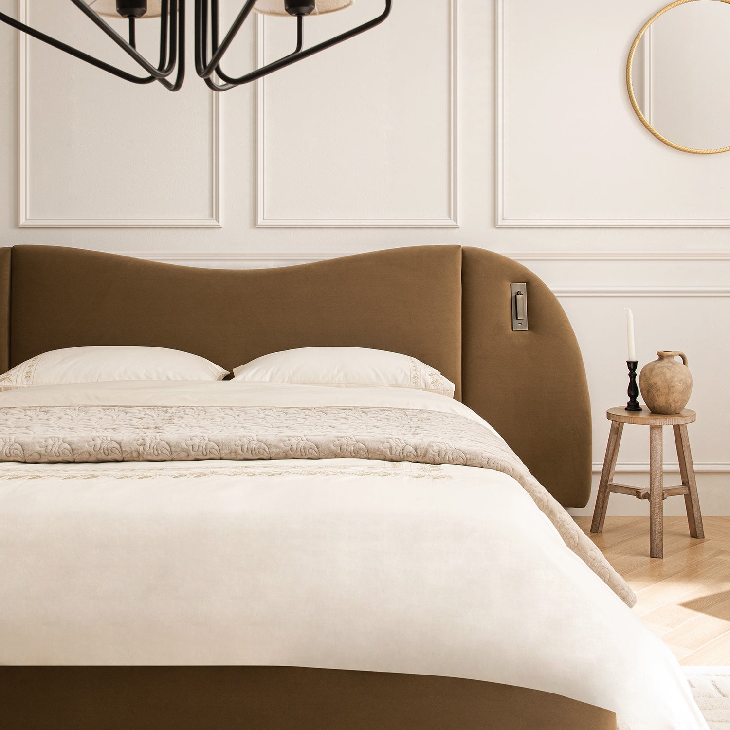 Egerie Extended Headboard Ottoman Storage Bed, Hazel Velvet