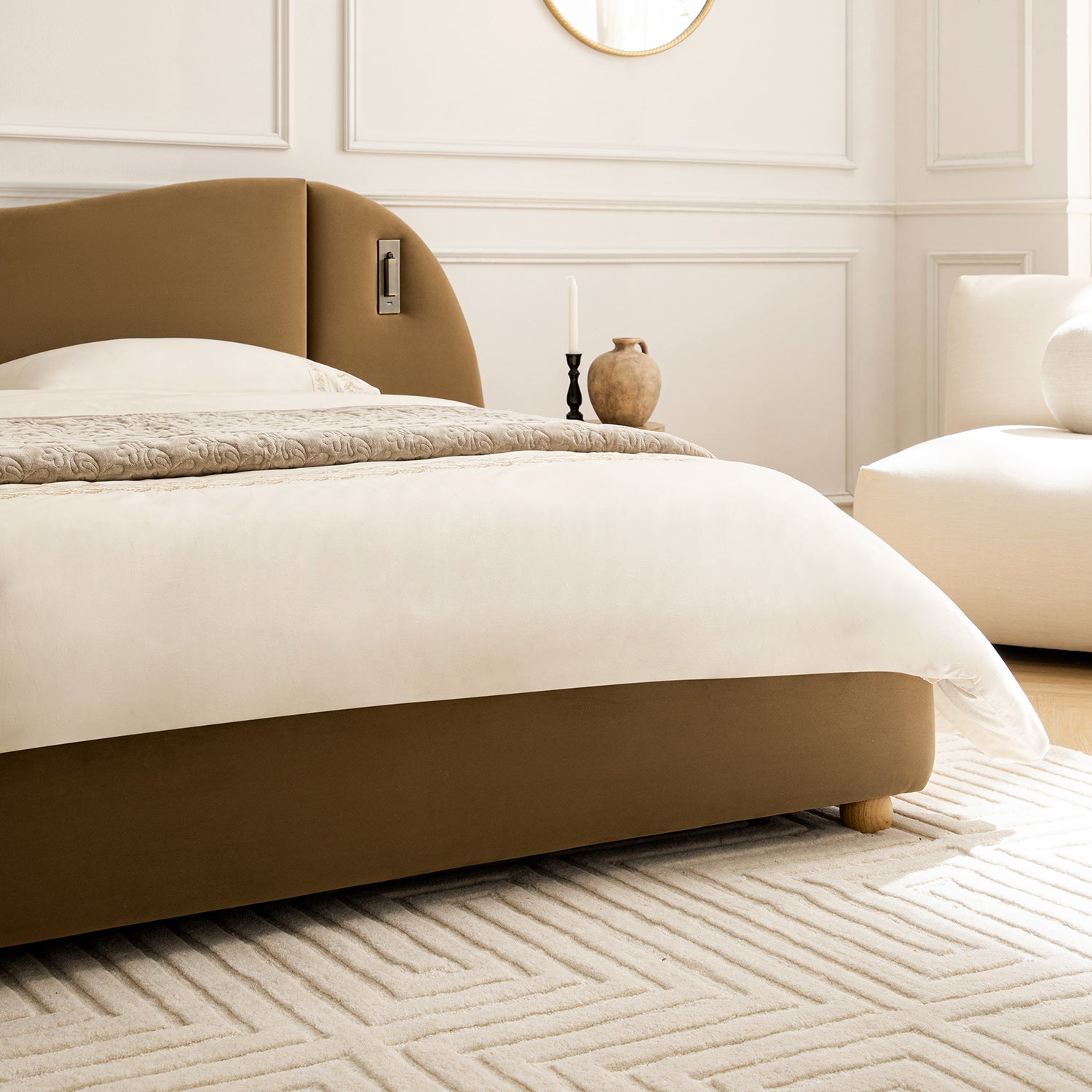 Egerie Extended Headboard Ottoman Storage Bed, Hazel Velvet