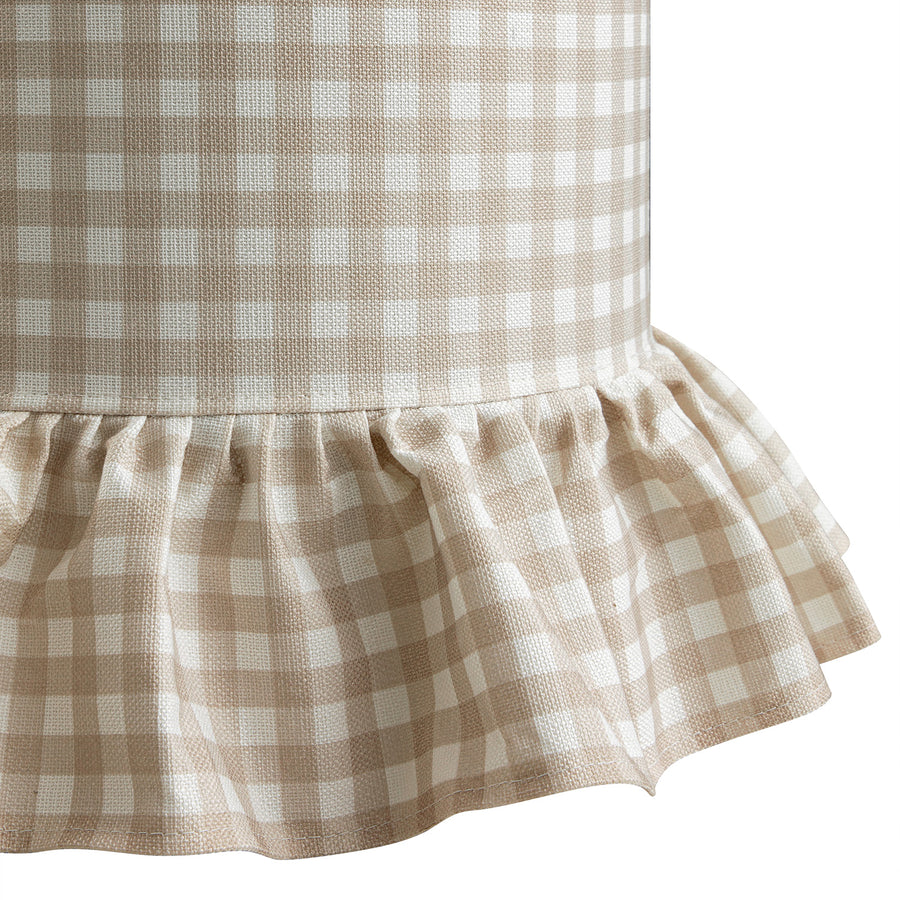 Celeste Ruffled Skirt Upholstered Storage Round Stool, Beige Gingham - daals