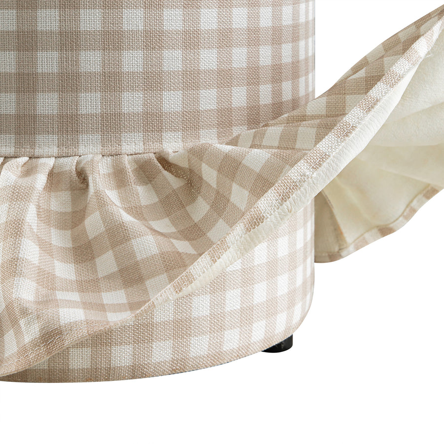 Celeste Ruffled Skirt Upholstered Storage Round Stool, Beige Gingham - daals