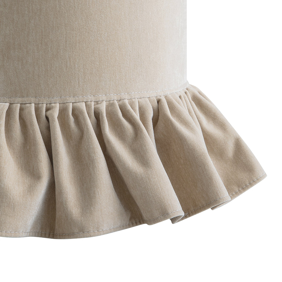 Celeste Ruffled Skirt Upholstered Storage Round Stool, Fawn Chenille - daals